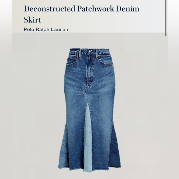 Polo by Ralph Lauren Deconstructed Patchwork Denim Skirt - Picture 2 of 16